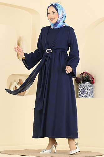 moda selvim الفستان كحلي 5428NFC1010 - Thumbnail
