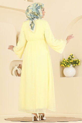 moda selvim الفستان أصفر 5428NFC1010 - Thumbnail