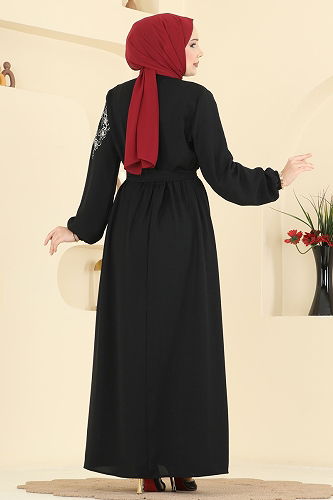 moda selvim الفستان أسود 550ASN888 - Thumbnail