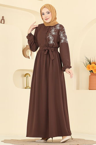 moda selvim Dress 550ASN888 Brown - Thumbnail