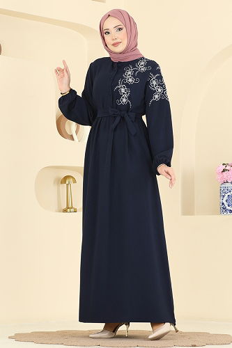 moda selvim الفستان كحلي 550ASN888 - Thumbnail