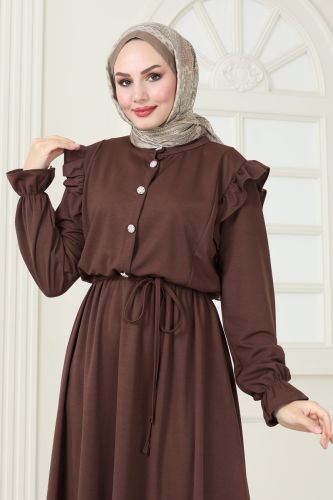 moda selvim Dress 550MP806 Brown - Thumbnail