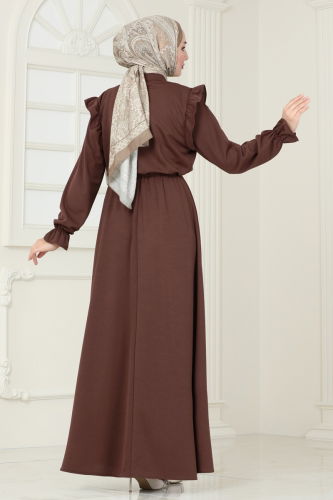 moda selvim Dress 550MP806 Brown - Thumbnail