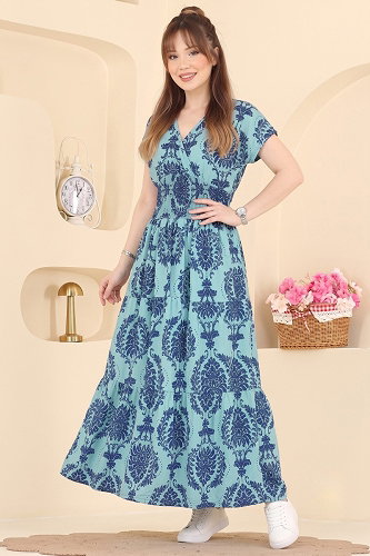 moda selvim الفستان أزرق 55174JNT1202 - Thumbnail