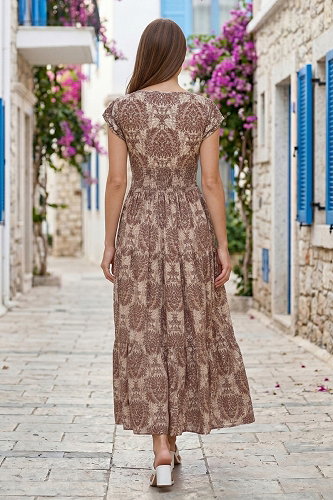moda selvim Dress 55174JNT1202 Brown - Thumbnail