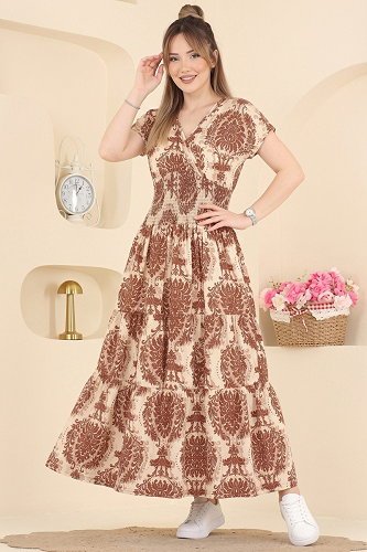 moda selvim Dress 55174JNT1202 Latte - Thumbnail