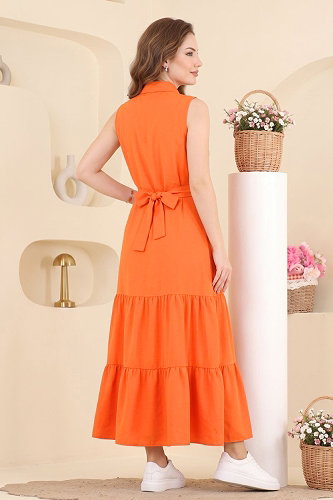 moda selvim Dress 55291JNT1202 Oranj - Thumbnail