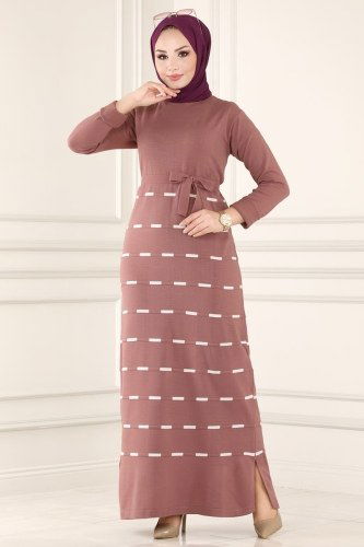 moda selvim Dress 553MT581 Dried Rose - Thumbnail