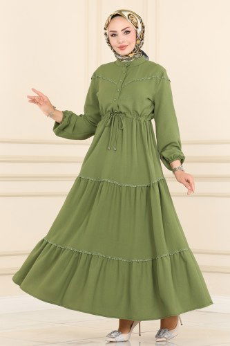 moda selvim Dress 5545AB368 Soft Green - Thumbnail