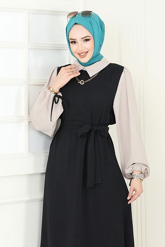 moda selvim الفستان أسود 555S324 - Thumbnail