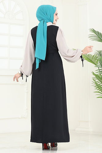 moda selvim الفستان أسود 555S324 - Thumbnail