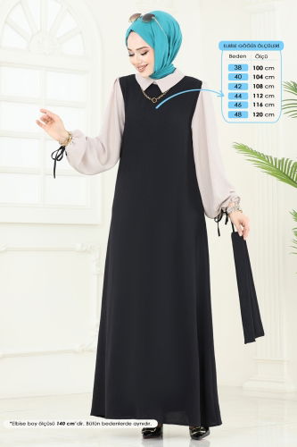 moda selvim الفستان أسود 555S324 - Thumbnail