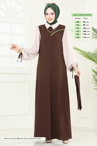 moda selvim Dress 555S324 Brown - Thumbnail