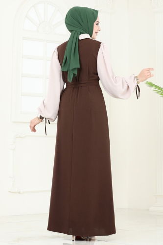 moda selvim Dress 555S324 Brown - Thumbnail