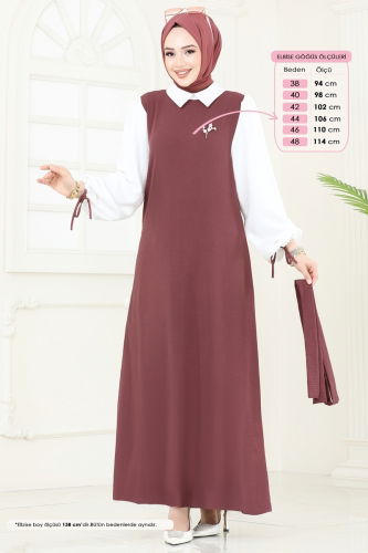 moda selvim Dress 555S324 Dark Rose Dusky - Thumbnail