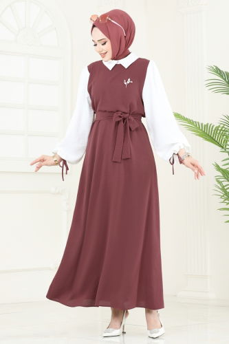 moda selvim Dress 555S324 Dark Rose Dusky - Thumbnail