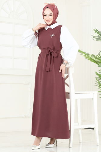 S.V.L. - Dress 555S324 Dark Rose Dusky