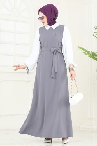 S.V.L. - Dress 555S324 Gray