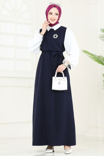 moda selvim Dress 555S324 Navy Blue - Thumbnail