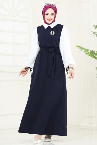 moda selvim Dress 555S324 Navy Blue - Thumbnail