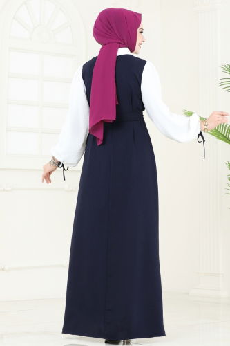 moda selvim Dress 555S324 Navy Blue - Thumbnail