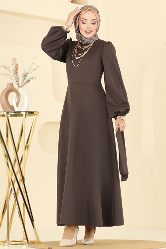 moda selvim الفستان بني 5565EDF311 - Thumbnail