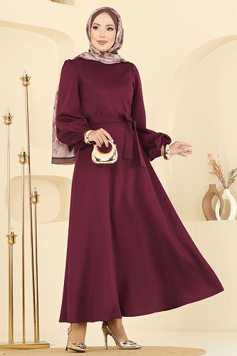 moda selvim الفستان خمري 5565EDF311 - Thumbnail