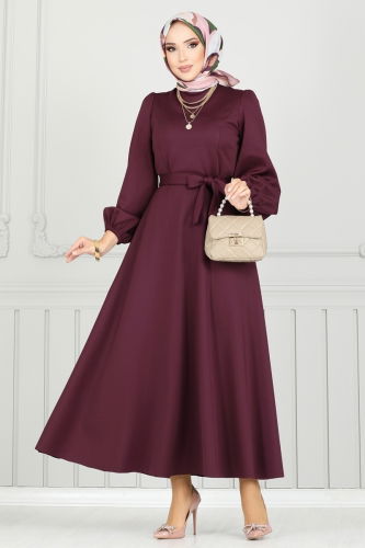 moda selvim Dress 5565EDF311 Damson - Thumbnail