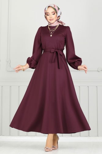 moda selvim Dress 5565EDF311 Damson - Thumbnail