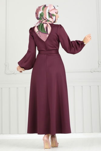 moda selvim Dress 5565EDF311 Damson - Thumbnail