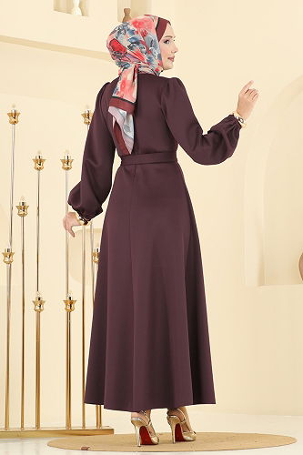 moda selvim Dress 5565EDF311 Damson - Thumbnail