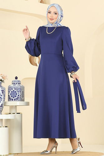 moda selvim الفستان نيلي 5565EDF311 - Thumbnail