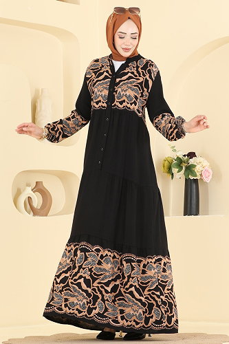 moda selvim Dress 5571ZNNK1102 Black - Thumbnail