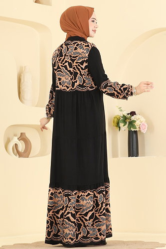 moda selvim Dress 5571ZNNK1102 Black - Thumbnail
