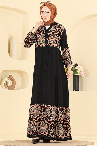 moda selvim الفستان أسود 5571ZNNK1102 - Thumbnail