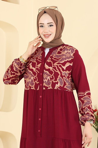 moda selvim الفستان خمري 5571ZNNK1102 - Thumbnail