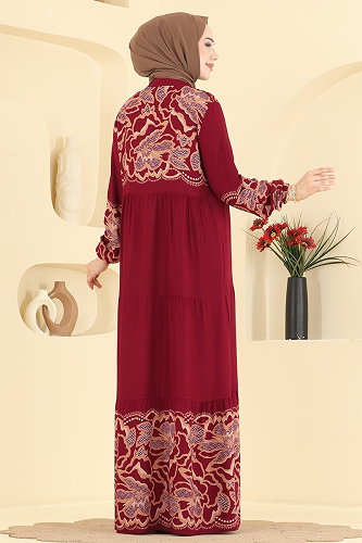 moda selvim الفستان خمري 5571ZNNK1102 - Thumbnail