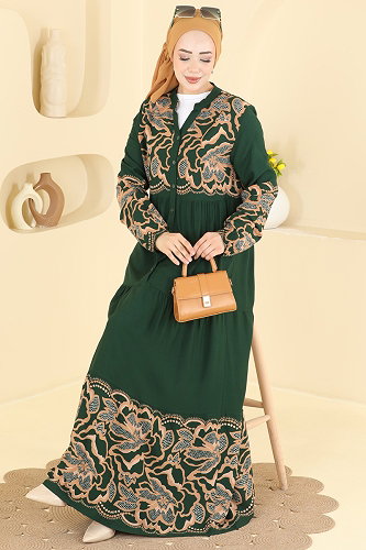 moda selvim Dress 5571ZNNK1102 Emerald - Thumbnail
