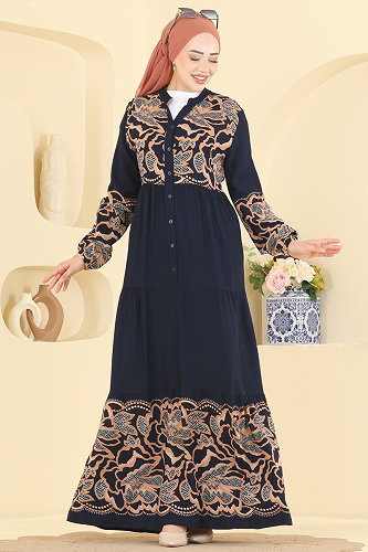 moda selvim الفستان كحلي 5571ZNNK1102 - Thumbnail