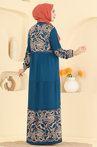 moda selvim الفستان بترولي 5571ZNNK1102 - Thumbnail