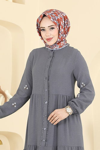 moda selvim Dress 5572ZNN863 Anthracite - Thumbnail