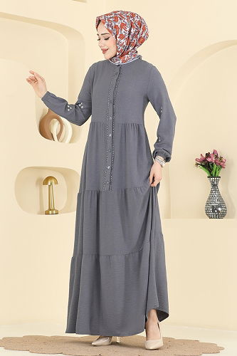 moda selvim Dress 5572ZNN863 Anthracite - Thumbnail