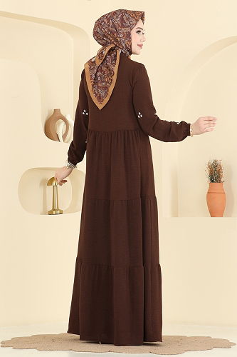 moda selvim Dress 5572ZNN863 Brown - Thumbnail