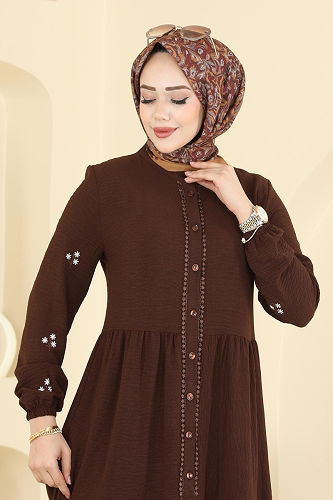 moda selvim Dress 5572ZNN863 Brown - Thumbnail