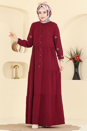 moda selvim الفستان خمري 5572ZNN863 - Thumbnail