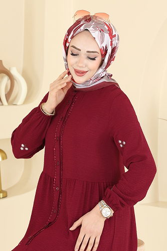 moda selvim الفستان خمري 5572ZNN863 - Thumbnail