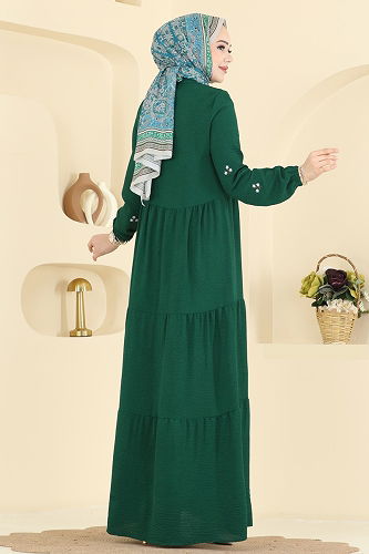 moda selvim Dress 5572ZNN863 Emerald - Thumbnail