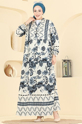 moda selvim الفستان رمادي غامق 5572ZNNK1102 - Thumbnail