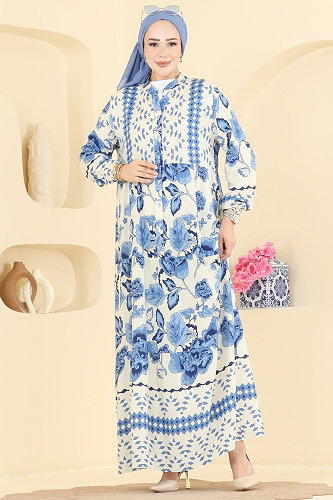moda selvim Dress 5572ZNNK1102 Blue - Thumbnail