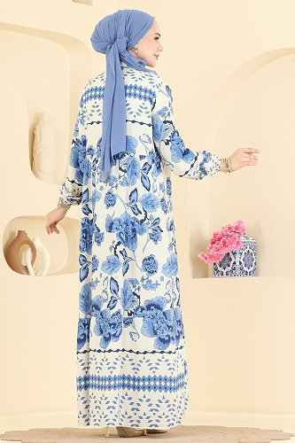 moda selvim Dress 5572ZNNK1102 Blue - Thumbnail